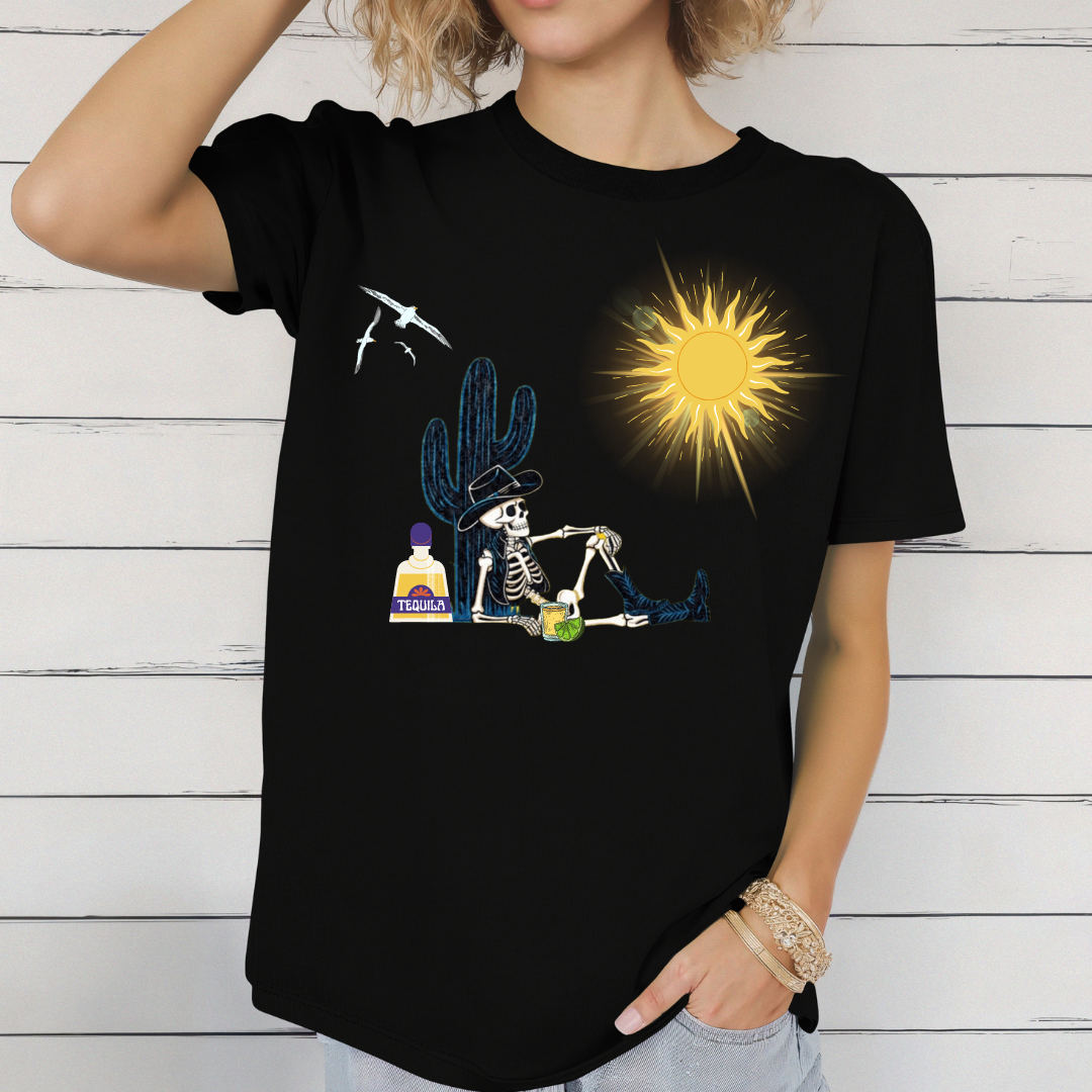Skeleton and tequila t-shirt