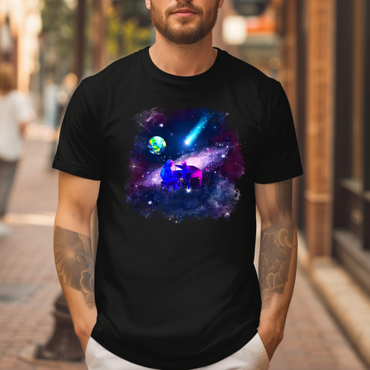 playing piano in space  t-shirt