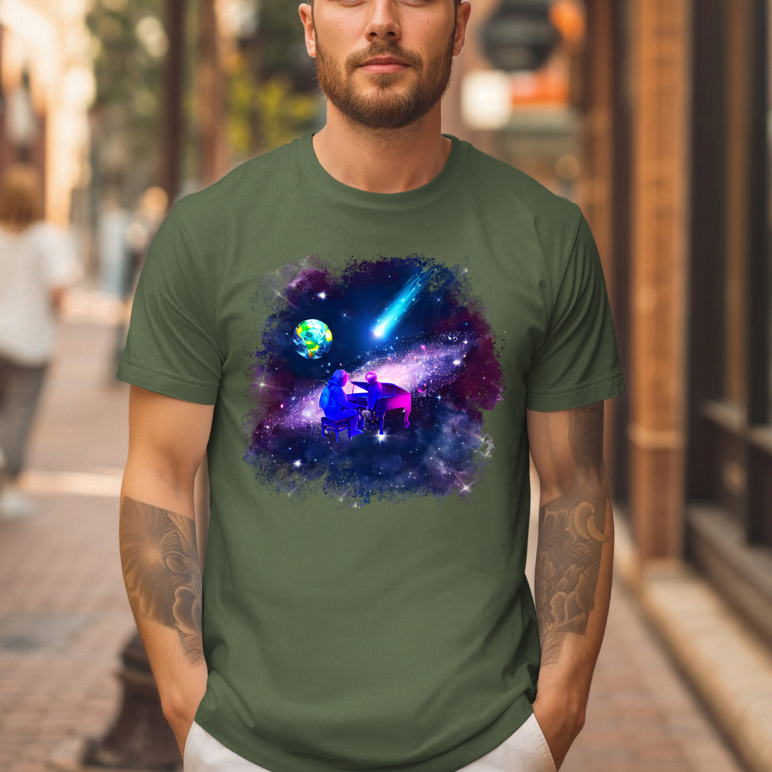 playing piano in space  t-shirt