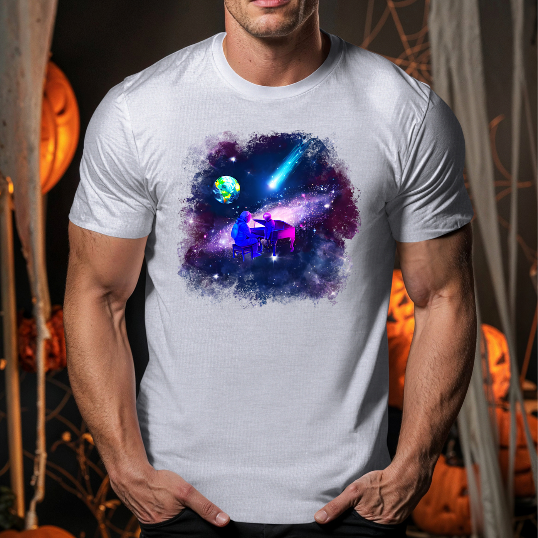 playing piano in space  t-shirt