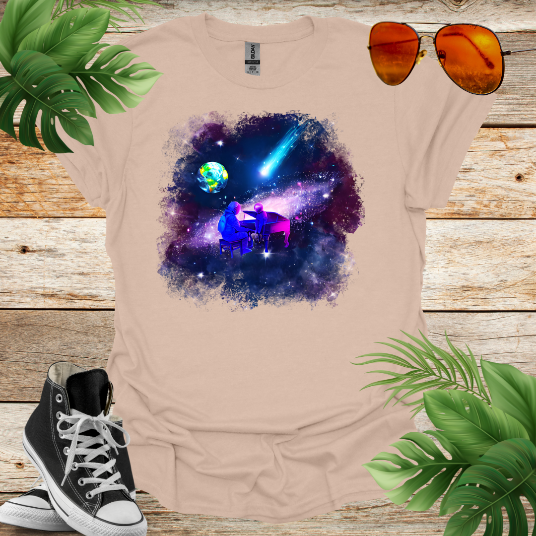 playing piano in space  t-shirt